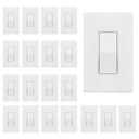 ENERLITES Matte White Light Switch with Screwless Wall Plate, Decorator Paddle Rocker Wall Switch, Single Pole, Grounding Screw, Residential Grade, 15A 120V/277V, UL Listed, 91150-MW-20PCS (20 Pack)