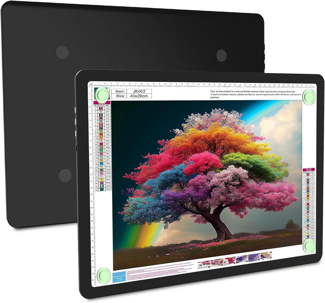 Elice Rechargeable A3 Light Pad for Diamond Painting, Magnetic LED Light Board with Physical Button, Super Bright Diamond Art Light Pad, Ultra-Thin Light Box for Tracing, Weeding Vinyl, Artists -Black