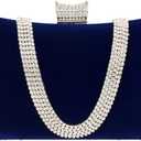 Velvet Evening Bag for Women Rhinestone Clutch Bag Sparkly Handbag (Blue)