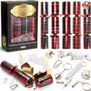 JOYIN 8 Pack Christmas Non-Snap Party Favor, Red Check Plaid Party Table Favor Includes Party Hat, Jokes & Gifts, Xmas Gifts Prizes for Christmas Holiday Dinner Traditions Supplies