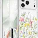 GVIEWIN for iPhone 17 Pro Max Case Compatible with MagSafe, with Screen Protector Upgraded [Full Camera Protection] [Non Yellowing] Floral Slim Shockproof Clear Women Phone Cover (Nosegay/Colorful)