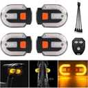 4Pcs Turn Signals for Bicycles with Alarm, USB Charging Remote Control Split/Integrated Bike Tail Light 5 Modes Waterproof Strobe Bike Rear Lights Can be Mounted on Front and Rear of Bicycle