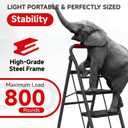 4 Step Ladder, Foldable Step Stool with Wide Anti-Slip Pedal & Thick Rubber Feet, Cushioned Handle, Safe-Lock Design, Folding Portable Ladder for Multi-Purpose, 800lb, Black Red