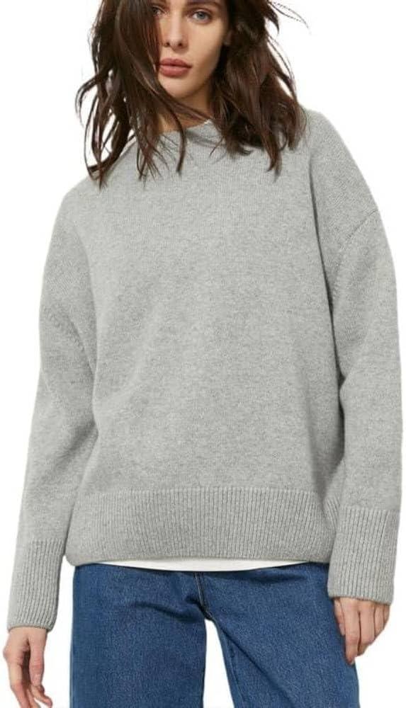 Women's Lightweight Soft Petite Crewneck Lightweight Solid Plain Sweaters Fall Winter Pullover Jumper Tops (Medium, Grey)