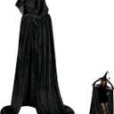 Vampire Costumes Female - Vampire Cape Women for Halloween - Black & Red vampire Hood (S-1.2m)