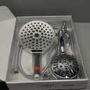 HOWUWEY Modern Dual Shower Head with Handheld Spray, 7.5" Rainfall Shower Head, 9 Modes Hand Showerhead, 78" Hose, Chrome