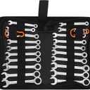 Premium Midget Wrench Set - 22-Piece Mini Combination Wrench Set Metric & SAE Ignition Wrench Sets 4-10mm & 5/32'' to 7/16'' Lightweight Small Carry Pouch