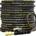 POHIR Pressure Washer Hose 50ft 4500PSI, Power Washer Hose Steel Wire Braided 3/8'' Swivel Quick Connect, 5/16'' ID. Commercial Grade Industrial High Pressure Water Washing Hose