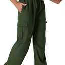 keriffe Women's Cargo Pants Quick Dry Lightweight Water-Resistant Hiking Pants Elastic High Waisted Drawstring 4 Pockets (Army Green, S)