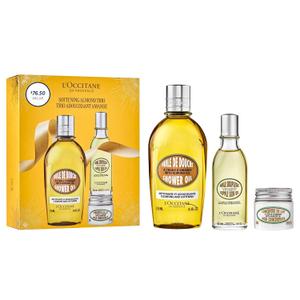 LOccitane Softening Almond Trio Gift Set, Holiday Skincare Essentials with Body Oils & Milk, Moisturizing Travel-Sized Daily Care for Smooth Skin