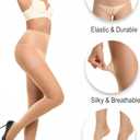 CozyWow 40D Sheer Tights for Women, Durable Control Top Pantyhose, High Waist Stockings with Reinforced Toe (M)