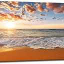 YYYYHPP YP2162 Beach Wall Art Morning Sunrise Sky Ocean Beach Waves Scenery Modern Painting Artwork for Office Wall Decor Home Decoration Stretched and Framed Ready to Hang (48"L x 24"W)