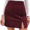 MakeMeChic Women's Fall Office Y2K Bodycon Mini Skirt Split Hem High Waisted Short Skirts (S)