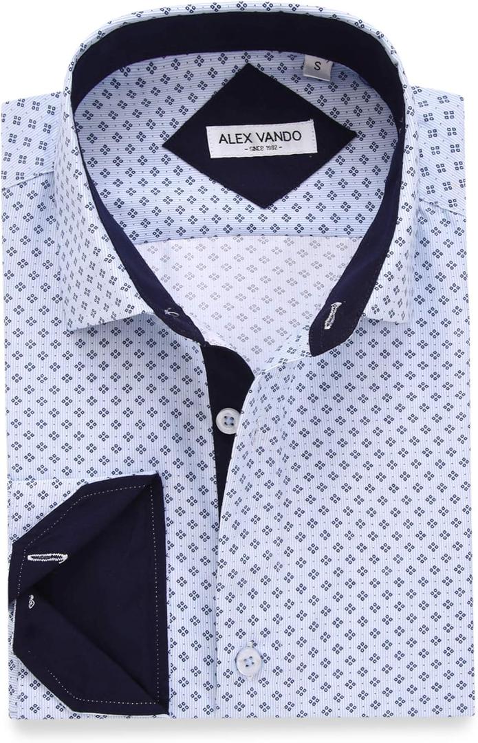 Alex Vando Mens Printed Dress Shirts Long Sleeve Regular Fit Button Down Shirt (3X-Large, Blue 863) Alex Vando Mens Printed Dress Shirts Long Sleeve Regular Fit Button Down Shirt (3X-Large, Blue 863)