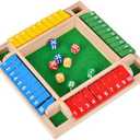 Pedolini Shut The Box Game Wooden - Travel Board Game Small Size 8.6 Inch - Close The Box Dice Game - 8 Dice 10 Numbers