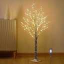 Hairui Lighted Snow Dusted Twig Tree with 200 LED Fairy Lights 4FT for Indoor Outdoor Home Thanksgiving Christmas Holiday Decoration
