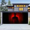 BlissYard Halloween Garage Door Cover 13x6Ft Red Skull Corridor Banner Creepy Skeleton in Hallway Horror Backdrop Scary Halloween Garage Poster for Outdoor Haunted House Yard Trick or Treat Party