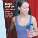 Hamilton Beach Portable Blender for Shakes and Smoothies, 14 Oz BPA Free Travel Cup & Lid, Durable Stainless Steel Blades, Personal Smoothie Blender, Tranquil Blue (51172)