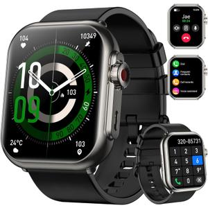 Smart Watch for Men, Bluetooth Calls & Notifications, 1.83" HD Fitness Tracker with Heart Rate and Sleep Monitor, 120+ Sport Modes, IP68 Waterproof, Compatible with Android & iOS,Black