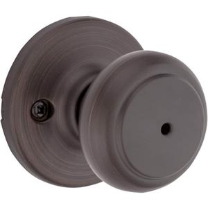 Kwikset Cove Interior Privacy Door Knob with Lock, Door Handle For Bathroom and Bedroom, Venetian Bronze Keyless Turn Lock Doorknob