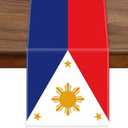 Philippines Velvet Table Runner, Filipino Flag Table Cloth Decoration, Soft Texture Tablecloth for Home Party Decor 12×90 inch