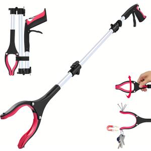 Grabber Reacher Tool - 43 Extra Long Foldable Gripper and Reaching Tool - Heavy Duty Pick Up Stick Grabbers for Seniors, Trash, Surgery Recovery Must Haves Gifts (Red-43in)