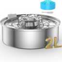 OYES Cat Water Fountain,Stainless Steel 2.0L/67oz Automatic Circulating Pet Water Fountain,Ultra-Quiet Pump with LED Light,Dishwasher Safe,Cat Fountain Suitable for Cat and Puppy (2L Cat Fountain)