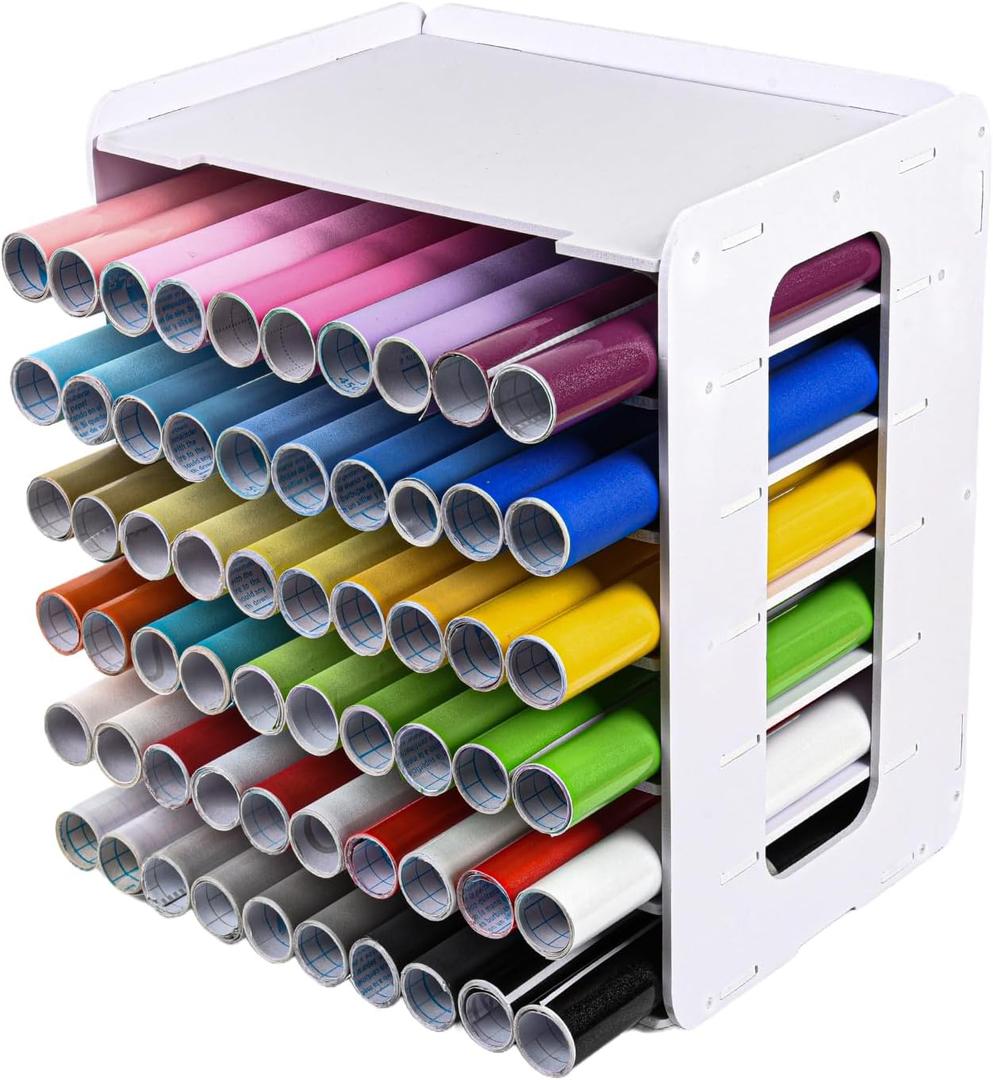 Vinyl Roll Holder, Countertop Cabinet Vinyl Roll Storage Organizer, Holds Over 60 Vinyl Rolls, Dust-Reduced, Stable and Durable, Superior Protection, Ideal for Craft Room Organization