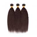 Chocolate Brown Human Hair Bundles Kinky Straight 10 12 14 Inch Yaki Wave Color 4 Bundles Huam Hair Extension Dark Brown Unprocessed Brazilian Virgin Double Weft 300G Total