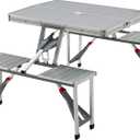 MOUNTAIN SUMMIT GEAR Aluminum Folding Picnic Table, Lightweight Folding Table, Camping Gear for The Outdoors, Events, Tailgates & More, Folds & Stores Easily with Self-Packing Design by Caddis Sports