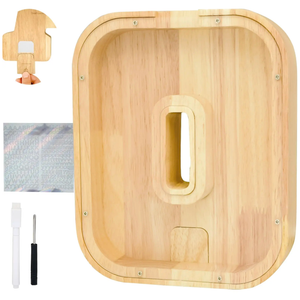 Bitreeworks Letter Piggy Bank, Personalized Wooden Coin Banks, Large Wood Money Peny Bank for Adults (9", Alphabet O), Pack of 2