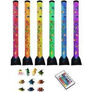 Lightahead Extra Large 4FT LED Bubble Fake Fish Tube Sensory Aquarium Lamp with 10 Floating Fish & 20 Color Effects Calming Light for Everyone Including Autism, ADHD, Stress & Anxiety Relief.