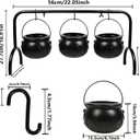 Halloween Cauldron on Rack - Set of 3 Witches Serving Bowls, Candy Bowl, Black Plastic Decor for Party Decoration