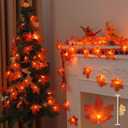 YEGUO 4 Packs Thanksgiving Decorations for Home, Fall Lights Battery Operated, Total 40ft 80 LED Lighted Fall Garland Maple Leaves for Thanksgiving Decor