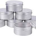 Qixivcom 10 Packs 5 Oz 150ml Round Tin Cans Aluminum Tin Screw Top Lid Metal Steel Tins Empty Cosmetic Sample Container Storage Organization for DIY Salve Crafts Spices Candies Tea Accessories