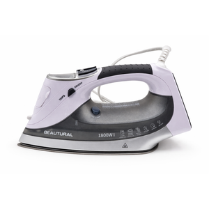 BEAUTURAL 1800-Watt Steam Iron with Digital LCD Screen, Double-Layer and Ceramic Coated Soleplate, 3-Way Auto-Off, 9 Preset Temperature and Steam Settings for Variable Fabric, Purple