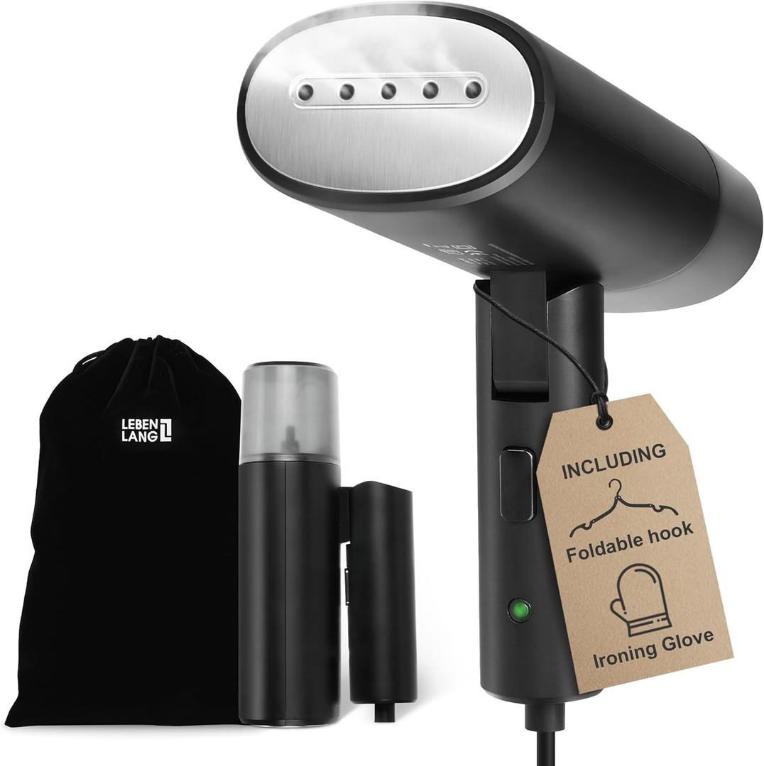 Travel Steamer for clothes - 25 Sec Fast Heat Up & Incl. Travel Accessory I Portable Size Clothes Steamer for clothing iron I Mini Plancha a vapor para ropa steam Hand Handheld Steamers I By LEBENLANG