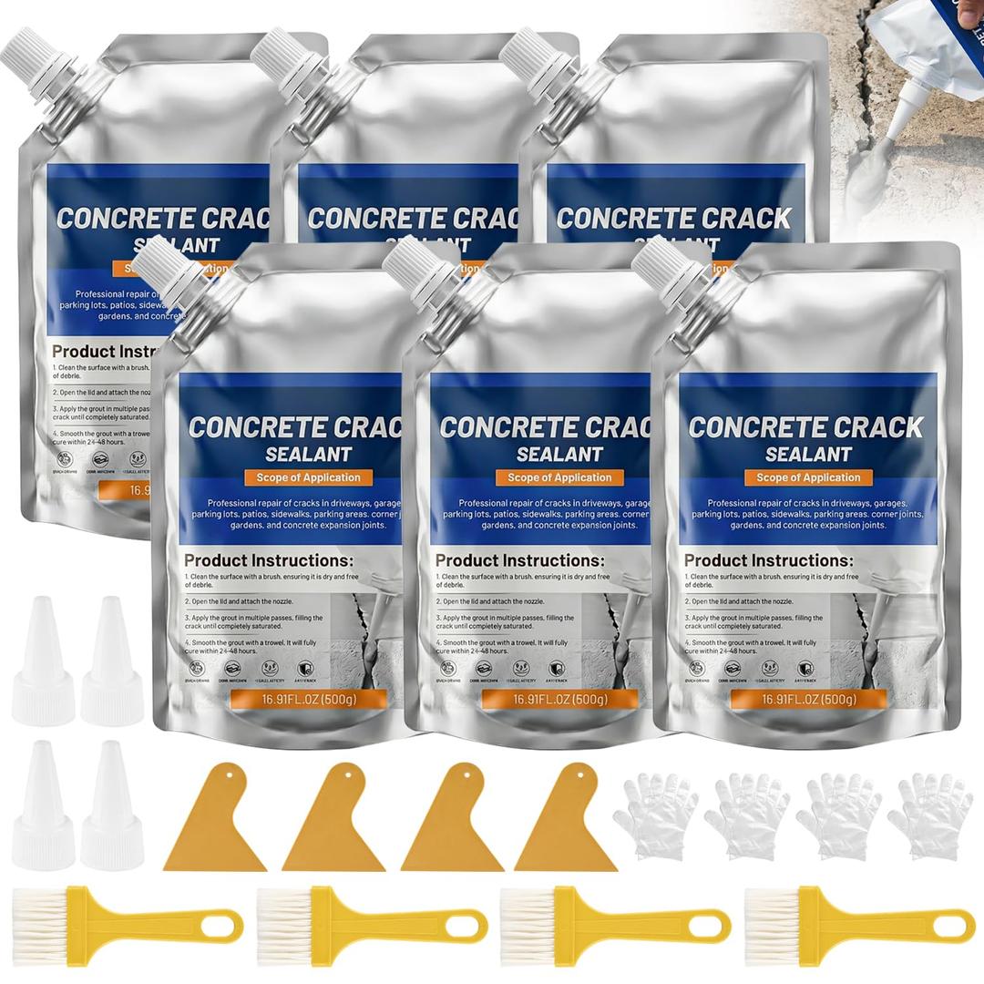 Concrete Crack Filler, Self-Leveling Magic Crack Filler for Concrete, Waterproof Repair Sealant for Cement Driveways, Patio, Sidewalk, Indoor & Outdoor, High Elasticity and Quick-Drying
