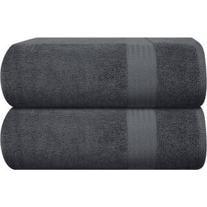 GLAMBURG Premium Cotton Oversized 2 Pack Bath Sheet 35x70-100% Pure Cotton - Ideal for Everyday use - Ultra Soft & Highly Absorbent - Machine Washable - Charcoal