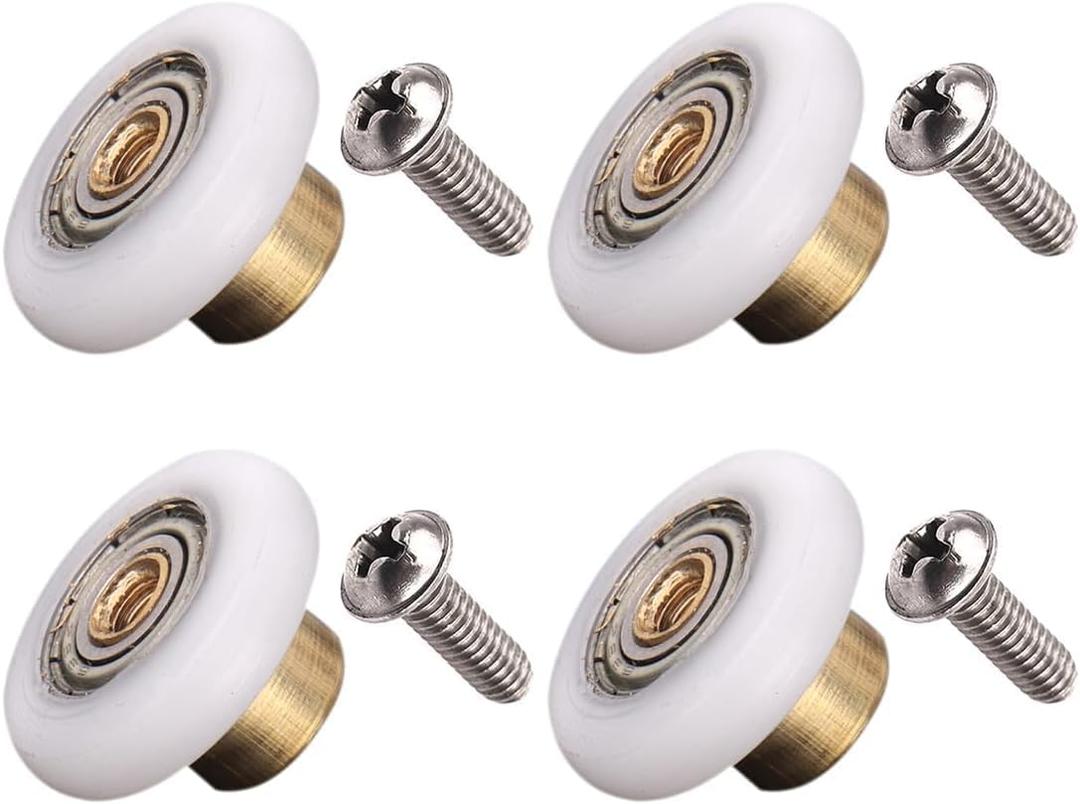 Atoplee 4 pcs Shower Door Rollers Runners Wheels - Replacement Part Bathroom Glass Door Runner Sliding Shower Door Roller Wheel (Roller Diameter 27mm)