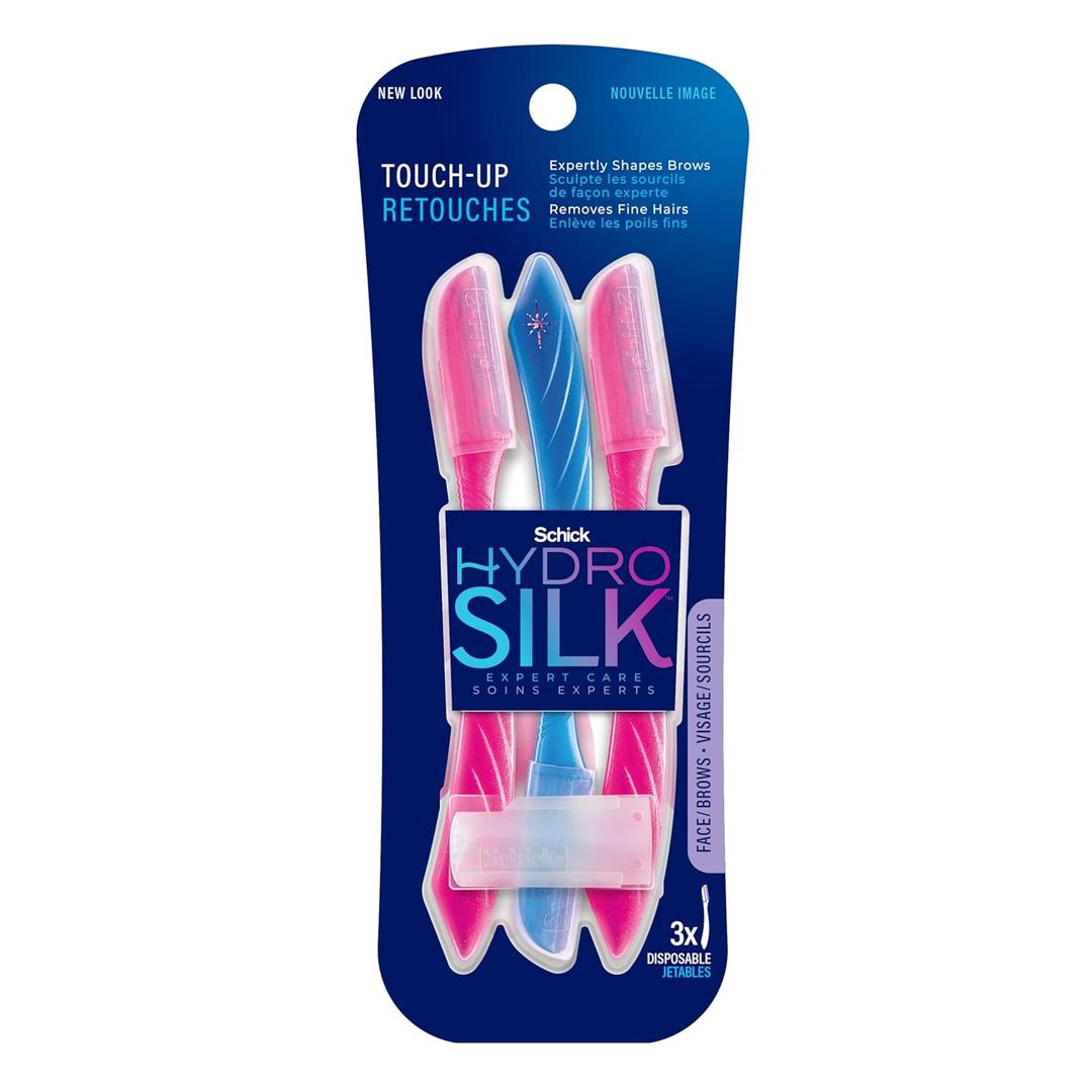 Schick Hydro Silk Touch-Up Dermaplaning Tool with Precision Cover, 3ct | Dermaplane Razor, Face Razors for Women, Peach Fuzz Remover (3 Count (Pack of 1))