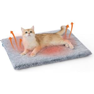 Bedsure Self Warming Cat Bed, Extra Warm Self Heating Mat for Cats & Dogs Non Electric, Anti-Slip Small Thermal Pet Pad Indoor with Removable Washable Cover, 24" x 18",Grey