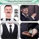 1920s Mens Gatsby Gangster Costume Accessories Set for Adult, Roaring Retro 20s Costume Outfit with Vest Fedora Hat Crutch (XX-Large)