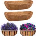 Riare 2 Pack 48 Inch Trough Coco Coir Liners for Planters, Pre-Formed Coconut Coir Replacement Liner Natural Coco Fiber Window Box Liners for Wall Planter, Window Basket Deck Railing Planter