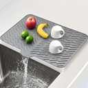 Silicone Drying Mat, 23"X17" With Built-in Drain Lip,Heat-Resistant,Eco-friendly,Hygienic Drying Pad,Leak-Proof and Non-Slip,Silicone Dish Drying Mat for Kitchen Counter or SinkGray 23X17