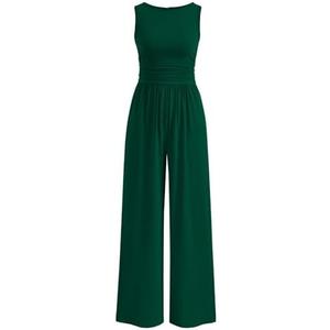 PRETTYGARDEN One Piece Jumpsuits for Women Dressy Casual Sleeveless Crewneck Wide Leg Rompers Jumpers Vacation Summer Outfits, M