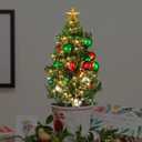 33ct Christmas Ball Ornaments with Lights, Christmas Decorations 8.2 Ft 100 LEDs Globe Ball Lights Outdoor Indoor for Tree urn Filler Flower Nursery Party Garden Yard Gazebo Decor (Red Green&White)