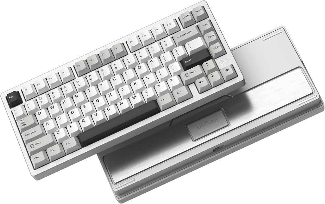 Womier RD75 Pro 75% Wireless Gaming Keyboard, Quick Release Aluminum Keyboard, QMK/VIA Tri-Mode Mechanical Key Board Custom Hot Swappable with RGB Creamy for Windows/Mac/PC - Silver