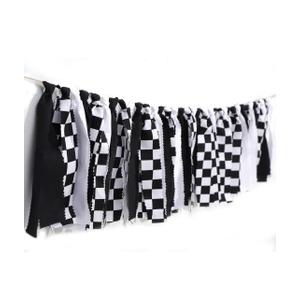 Black And White Gingham Banner/Garland - Black Gingham Banner For Baby Shower,Fast One/Two Fast Birthday High Chair,Checkered Baby Shower (banner-1)