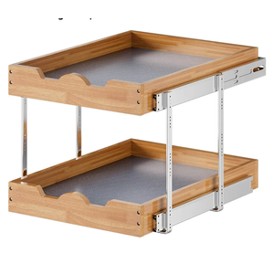 OCG 2 Tier Pull Out Cabinet Organizer (20"W x 21"D), Heavy-Duty Slide out Wood Drawer Shelf, Pull Out Drawer for Cabinets, Base Cabinet Organization for Kitchen, Pantry, Bathroom